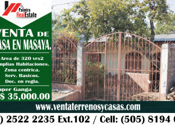 Vendo casa – propiedad en masaya